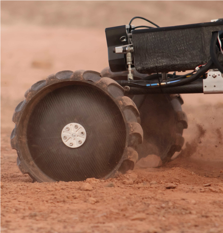 ASTRA rover Clucky driving during the University Rover Challenge